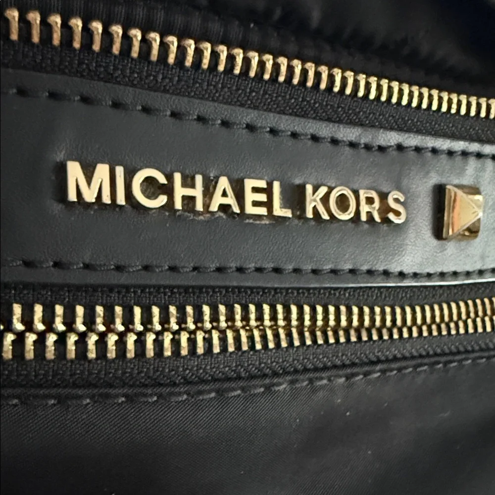 Michael Kors Black Studded Nylon Belt Bag with Gold Hardware